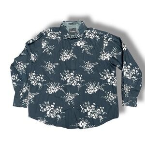 Tommy Bahama Island Modern Fit Floral Cotton Shirt Navy White XLX Relaxed Casual